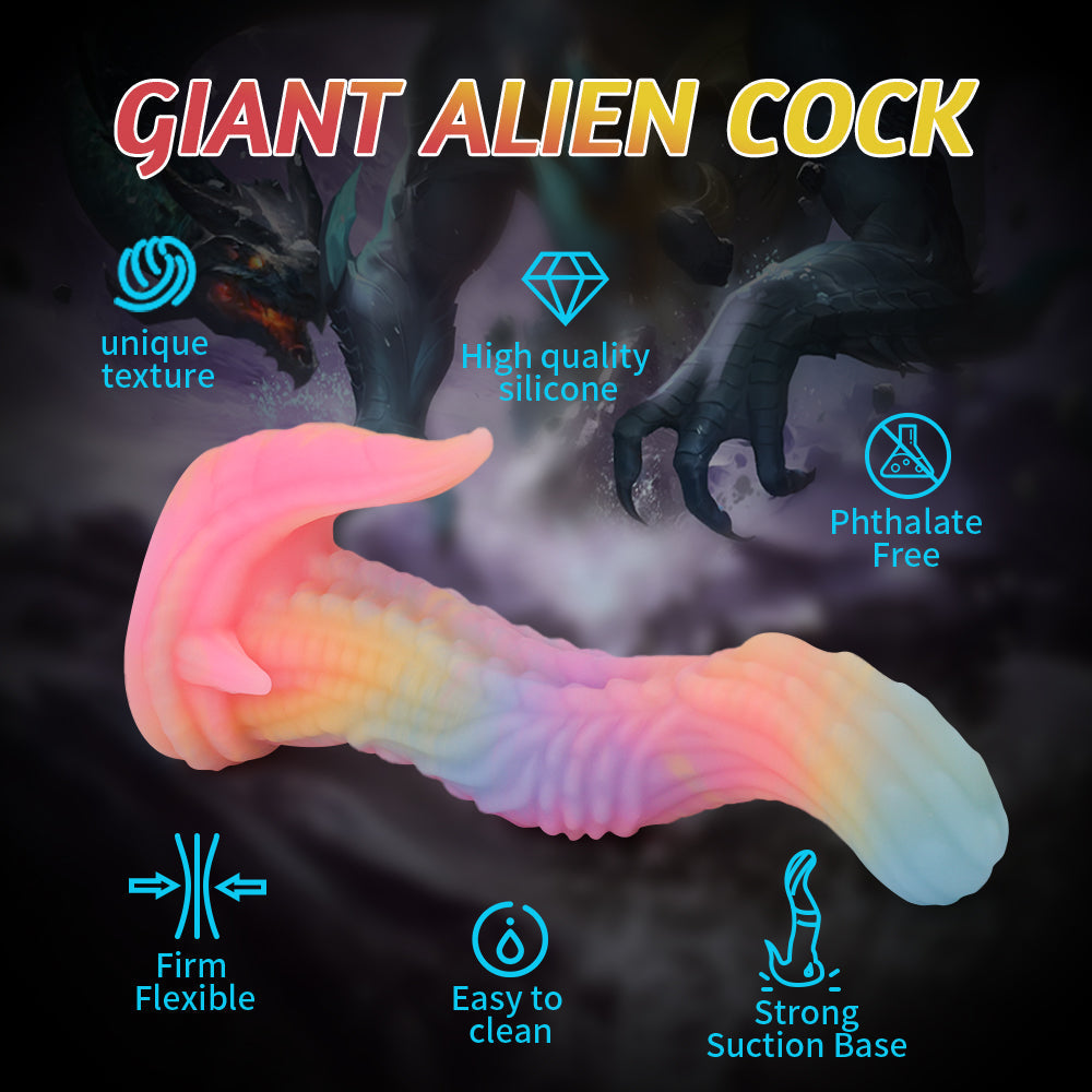 Rainbow Alien Dragon Luminous Spiked Dildo Xoxomoving