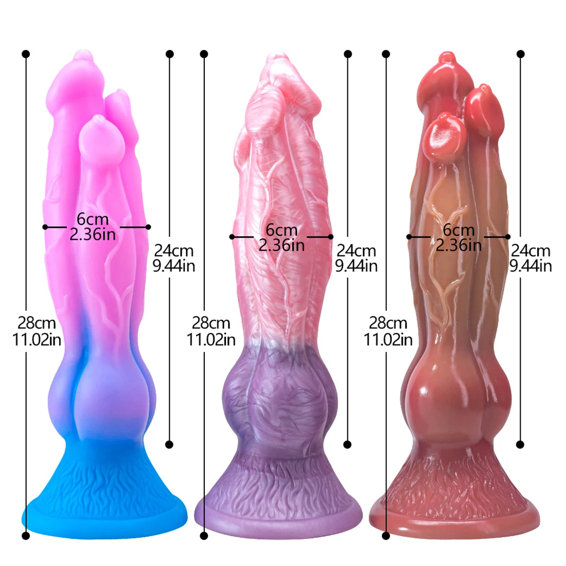9 Inch Variant Three Head Dog Dildo Xoxomoving