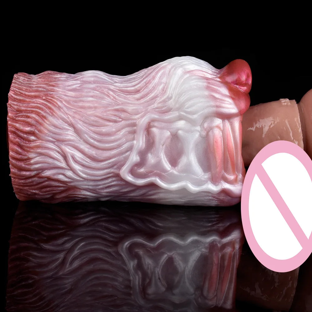 Beast Vagina Pocket Pussy Male Sex Toys - Silicone Pink Oral Penis Masturbation Cup Xoxomoving
