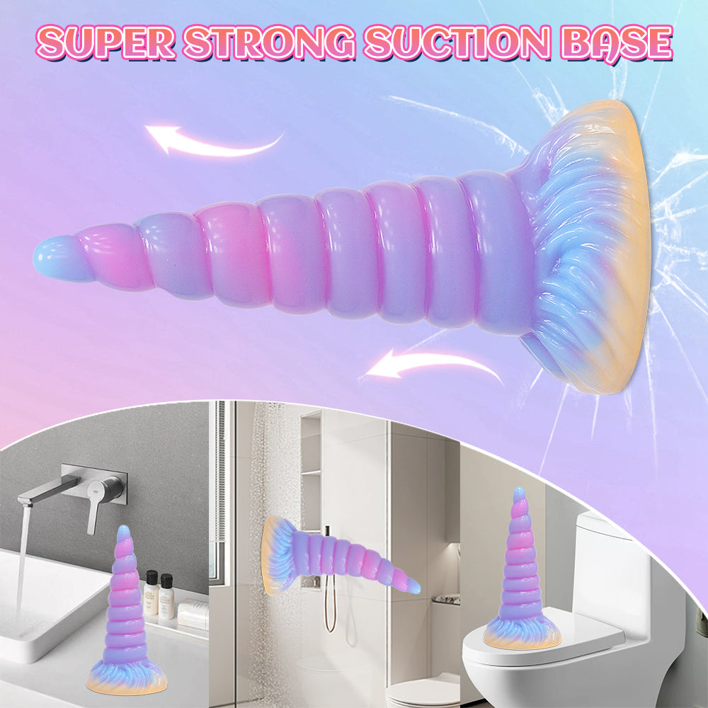 7 Inch Glow In The Dark Tapered Unicorn Dildo Xoxomoving