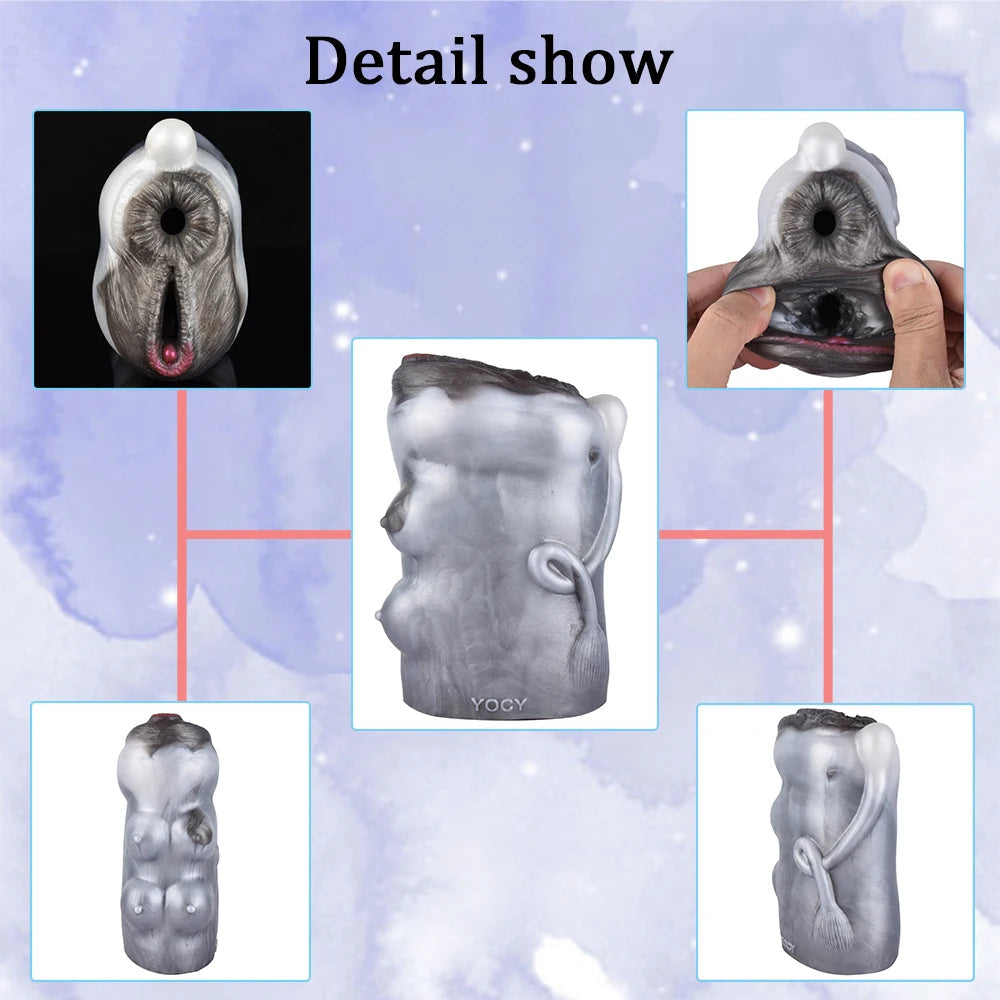 Cow Pocket Pussy Male Masturbator - Realistic Animal Vagina Dual Penis Massage Sex Toy for Men Xoxomoving