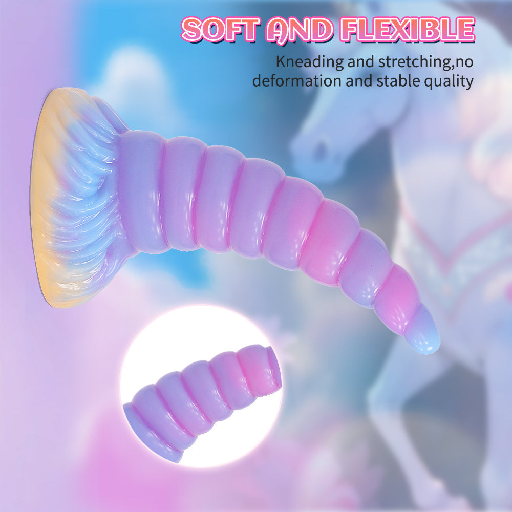 7 Inch Glow In The Dark Tapered Unicorn Dildo Xoxomoving