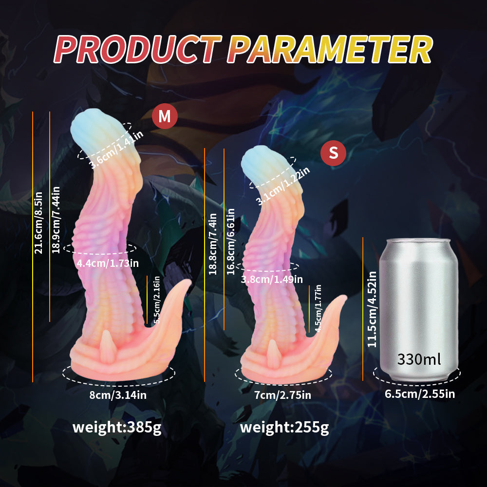 Rainbow Alien Dragon Luminous Spiked Dildo Xoxomoving