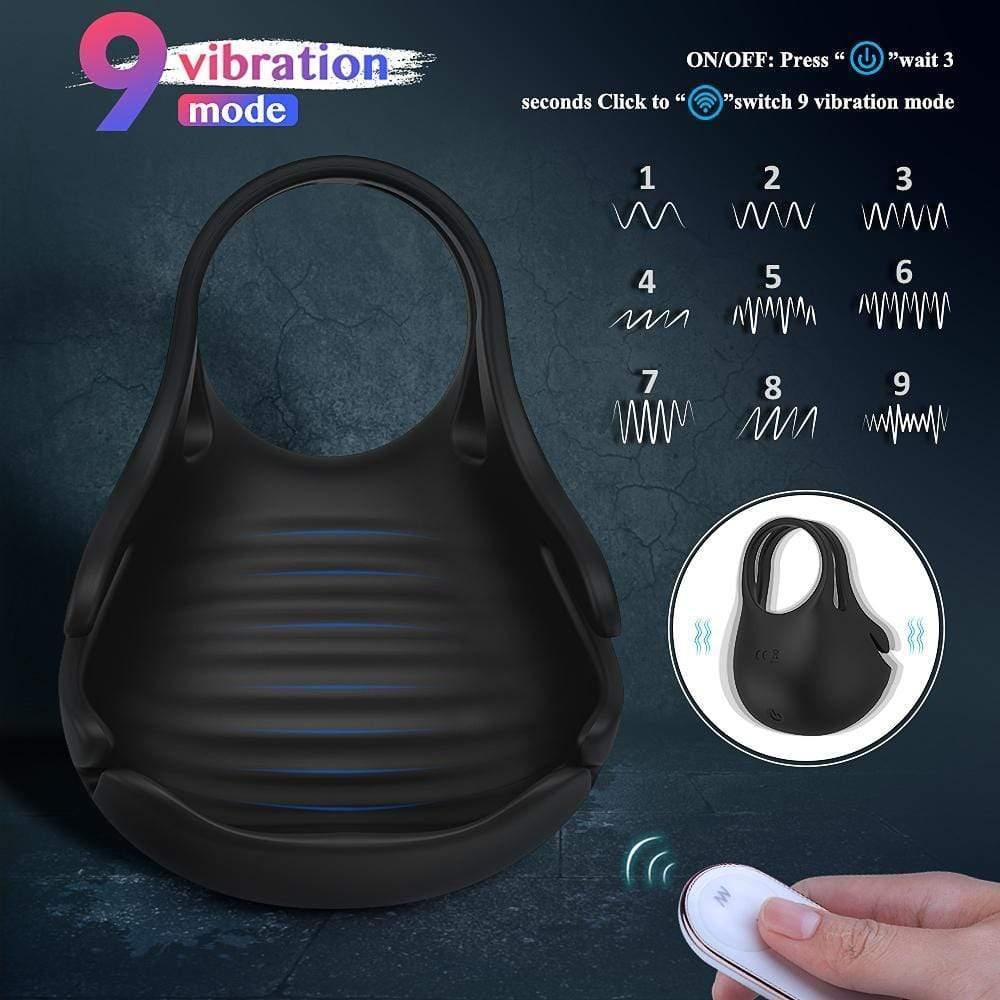 1.29" 9-Speed Vibrating Penis Ring with Remote Control