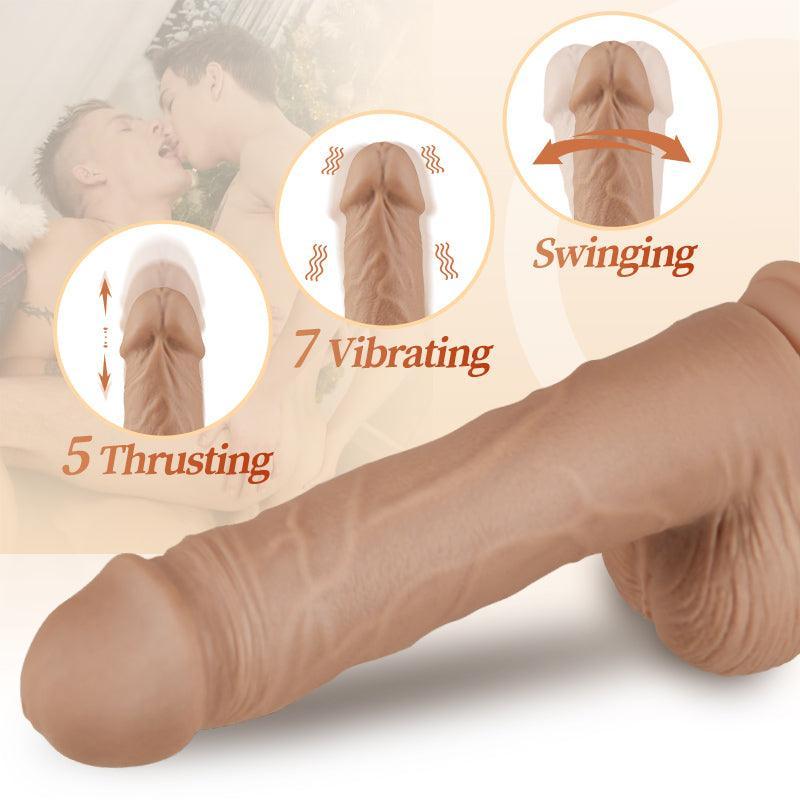 KING - 10.24 Inch 5 Telescoping 7 Vibrating Swinging Dildo - Xoxomoving