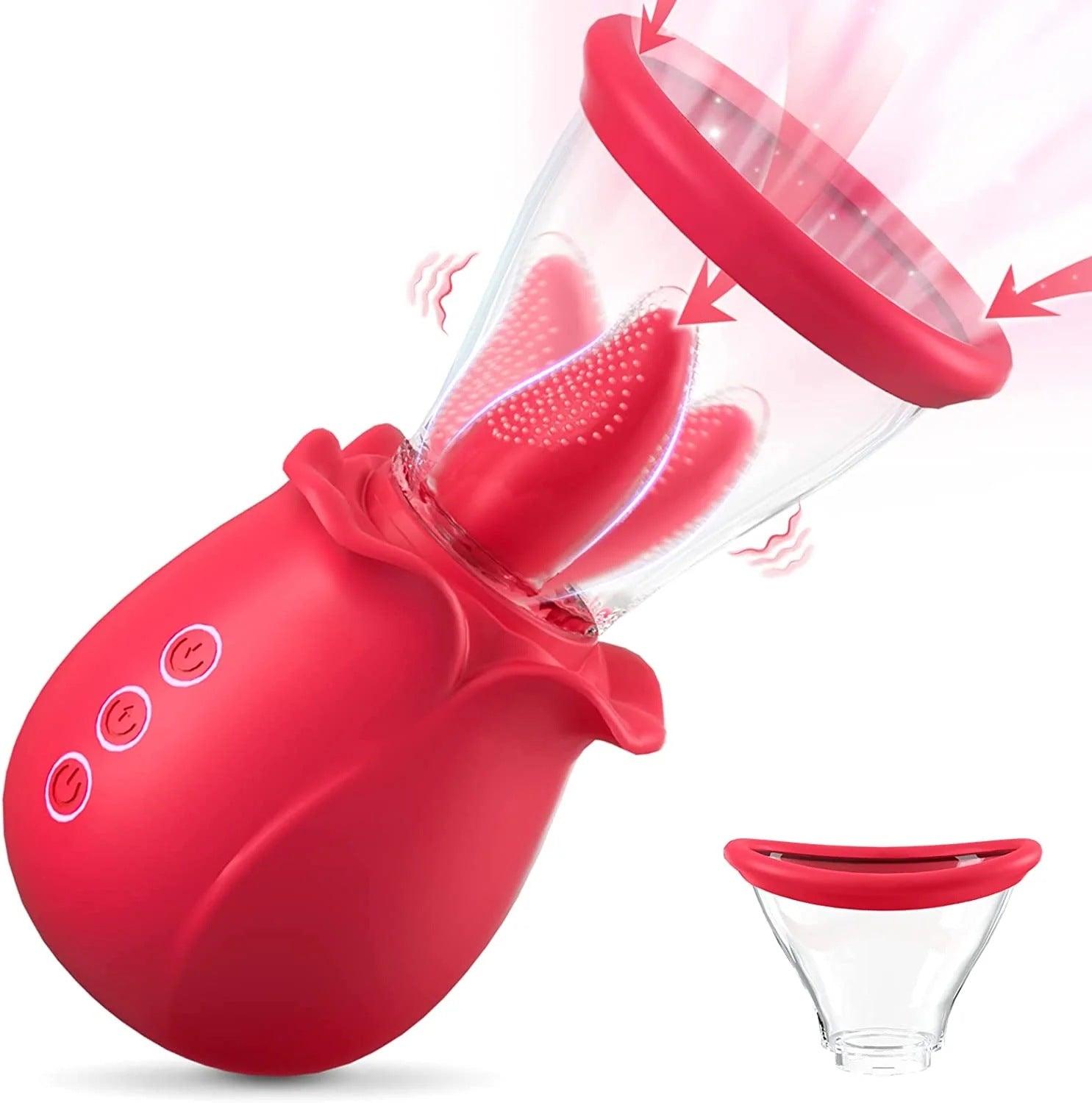 2-in-1 Rose Sucker Vibrator – Clitoral & Nipple Stimulator - Xoxomoving