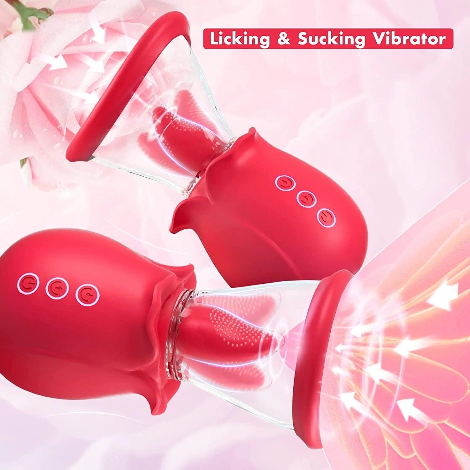 2-in-1 Rose Sucker Vibrator – Clitoral & Nipple Stimulator - Xoxomoving