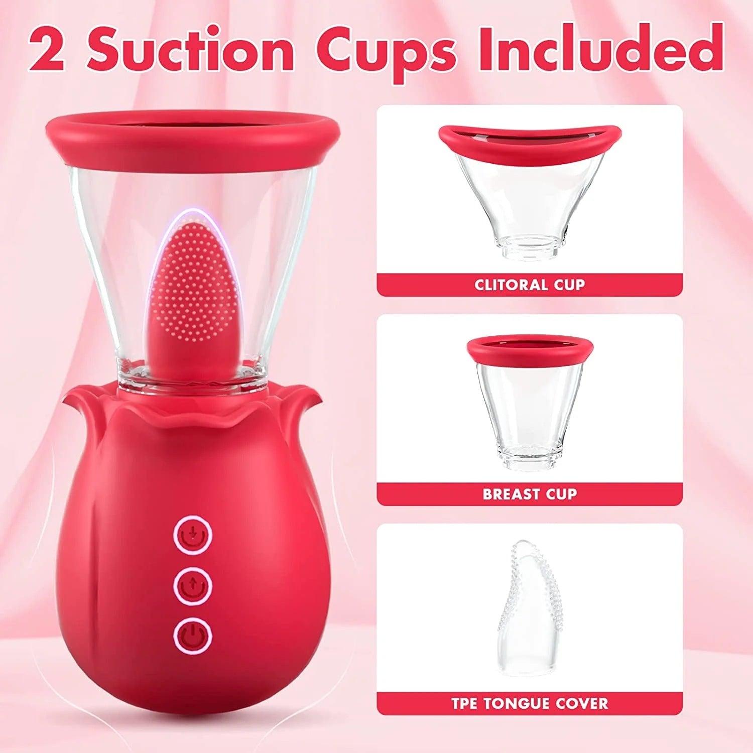 2-in-1 Rose Sucker Vibrator – Clitoral & Nipple Stimulator - Xoxomoving