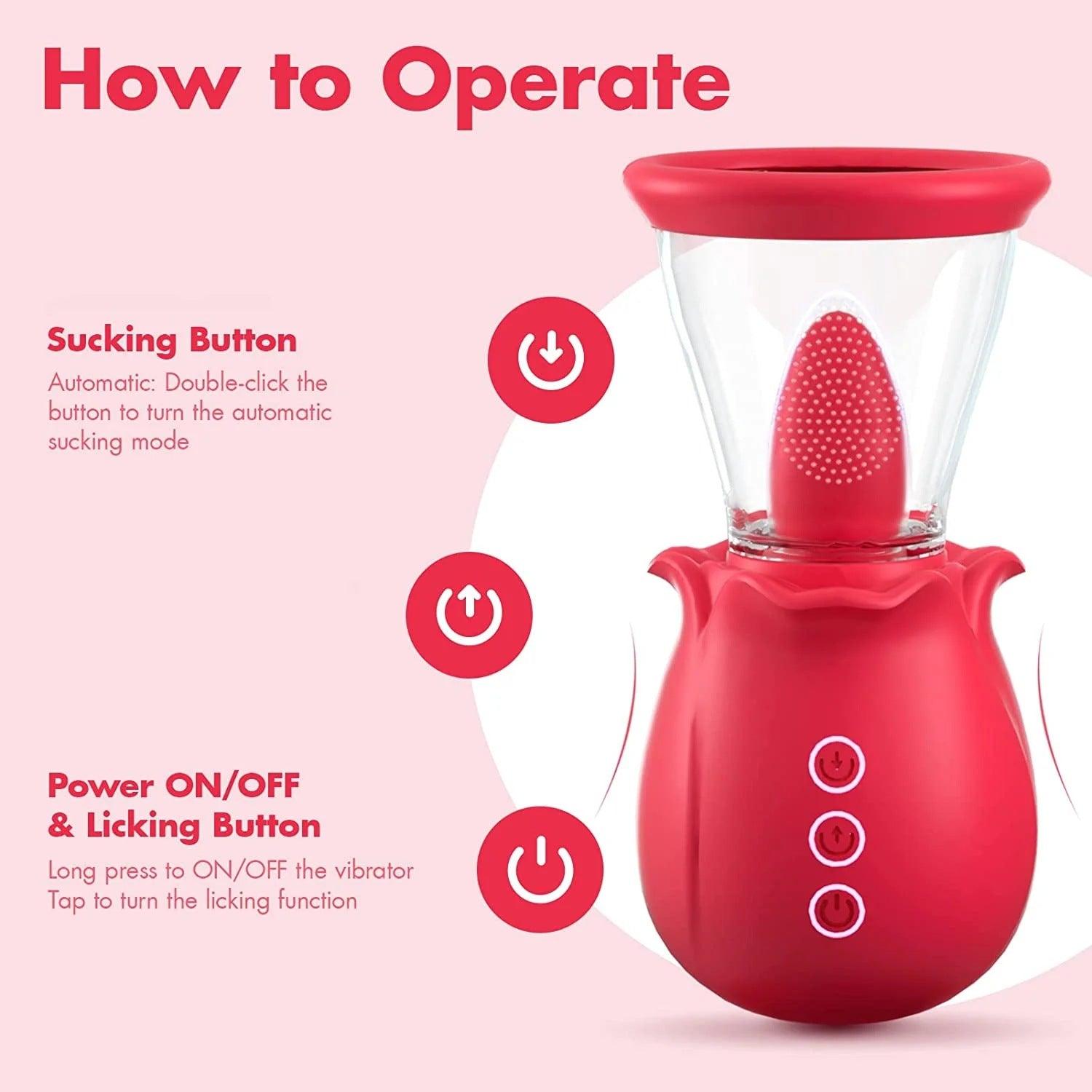 2-in-1 Rose Sucker Vibrator – Clitoral & Nipple Stimulator - Xoxomoving