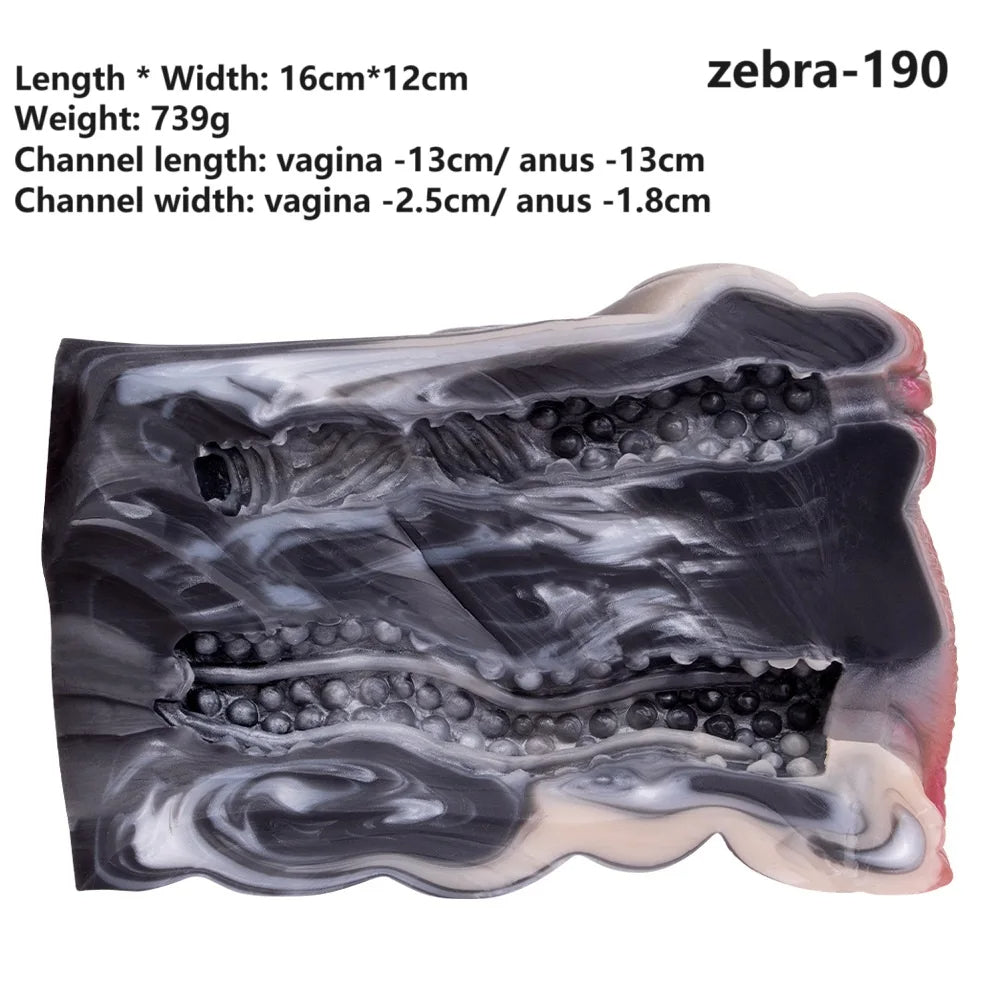 Zebra Animal Vagina Pussy Male Masturbation Cup - Pocket Realistic Silicone Penis Sex Toy Xoxomoving