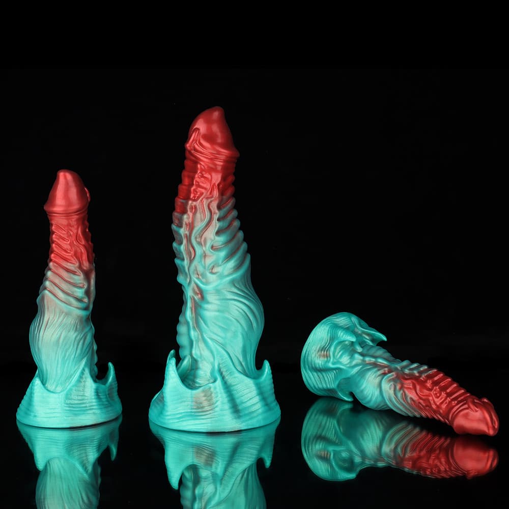 Ghostly Crimson Red Green Fantasy Dildo Xoxomoving