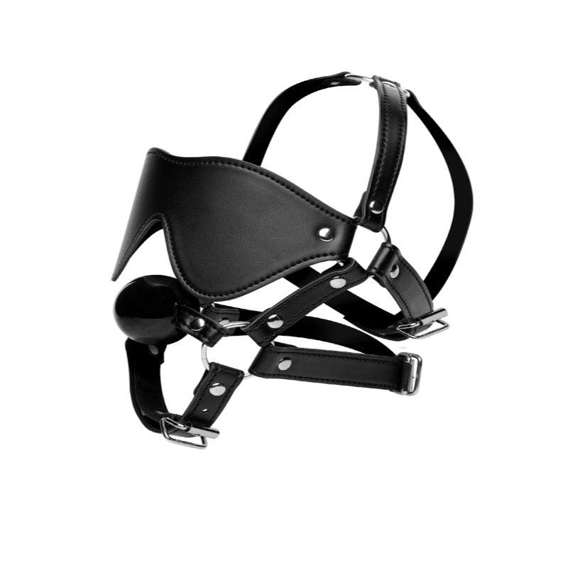 Blindfold Harness and Black Ball Gag - Xoxomoving