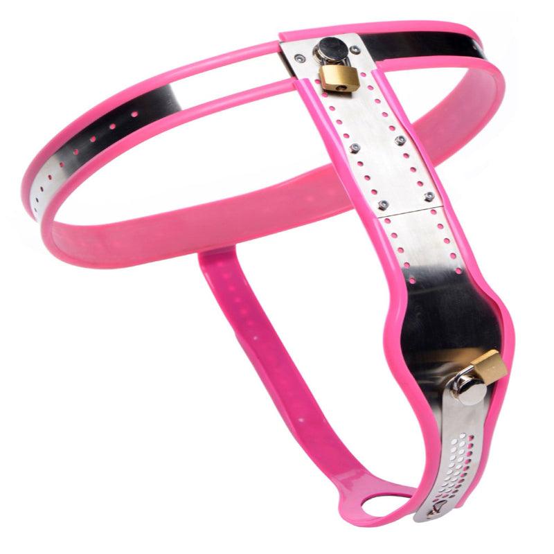 Stainless Steel Adjustable Female Chastity Belt - Pink - Xoxomoving