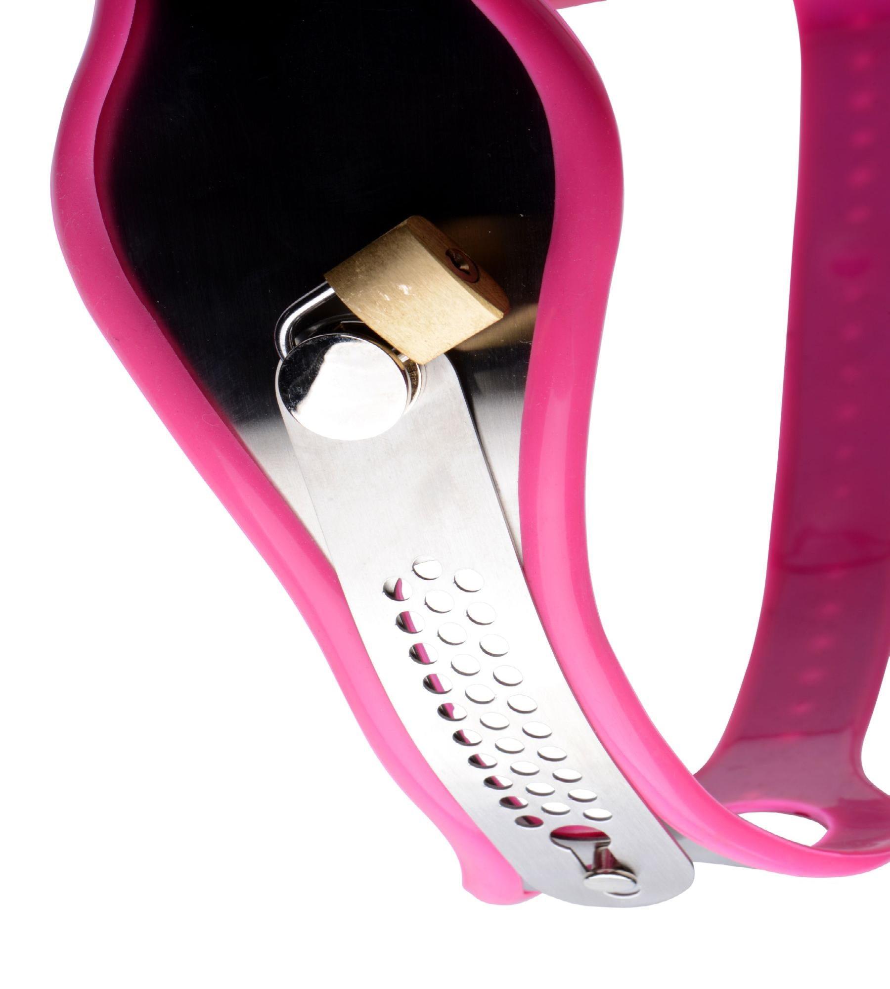 Stainless Steel Adjustable Female Chastity Belt - Pink - Xoxomoving