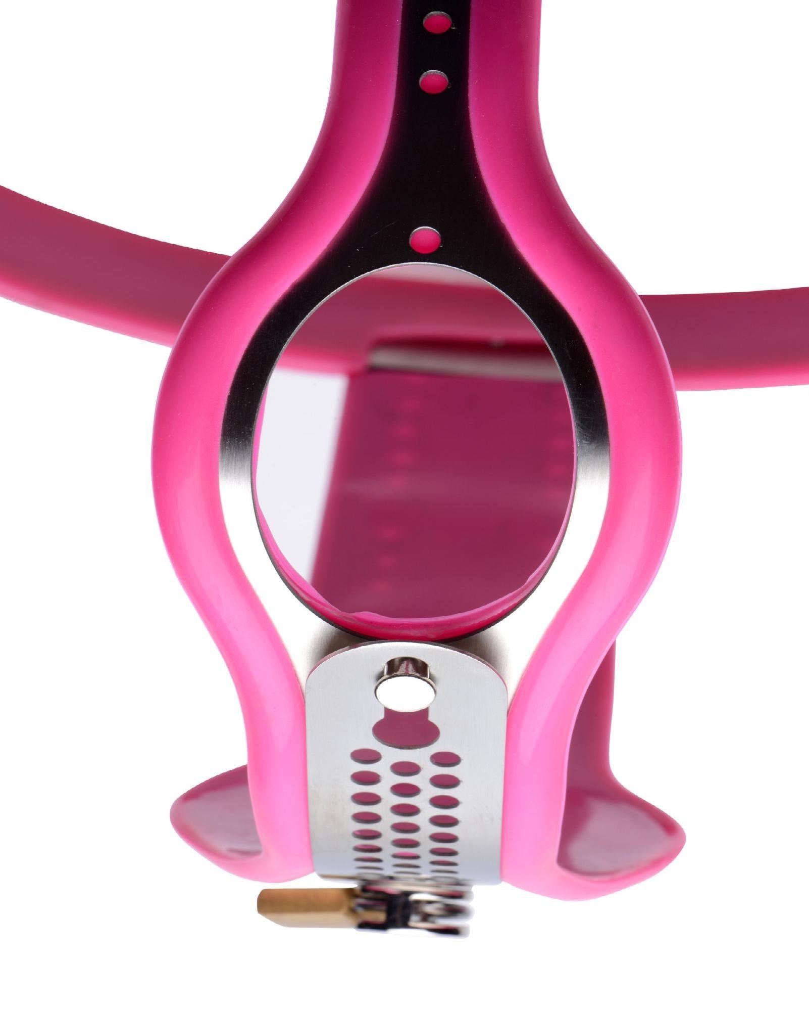 Stainless Steel Adjustable Female Chastity Belt - Pink - Xoxomoving