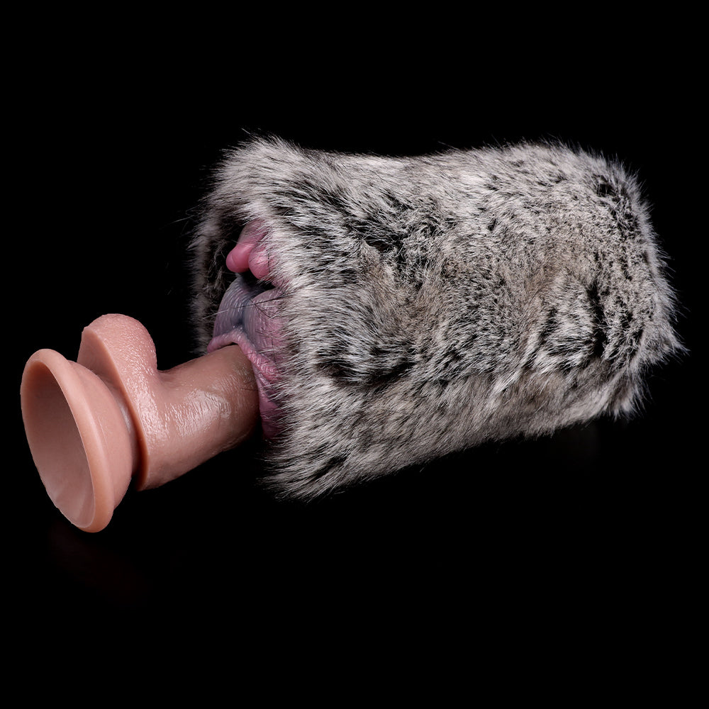 Furry Sex Animal Pussies Masturbation Cup - Fantasy Latex Silicone Pocket Masturbator for Men Xoxomoving