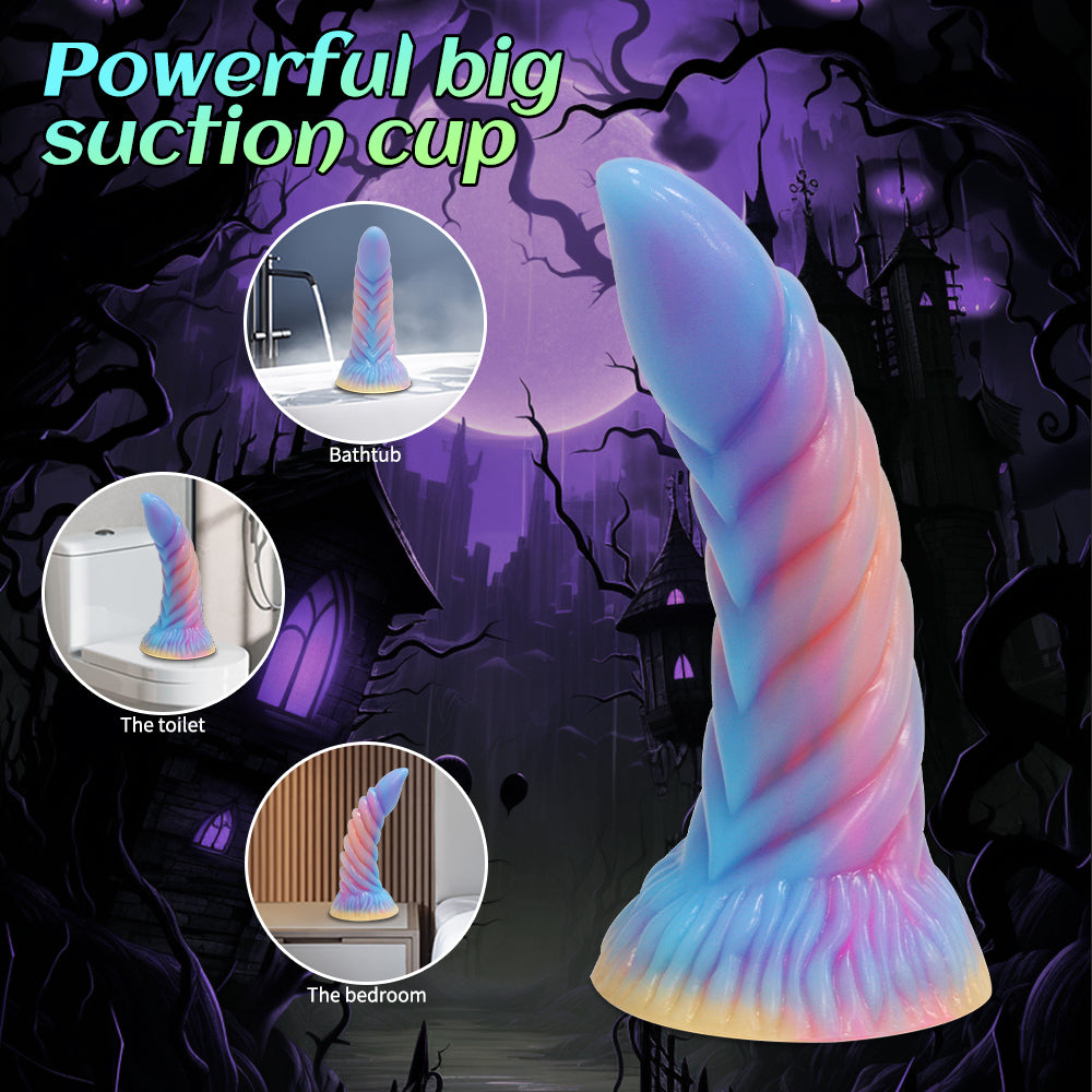 7 Inch Glow in the Dark Curved Ribbed Dildo Xoxomoving
