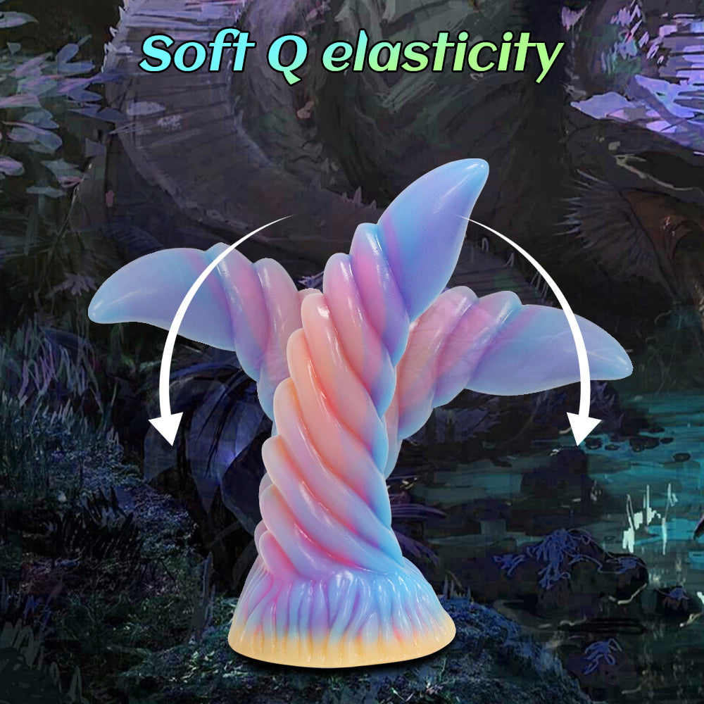 7 Inch Glow in the Dark Curved Ribbed Dildo Xoxomoving