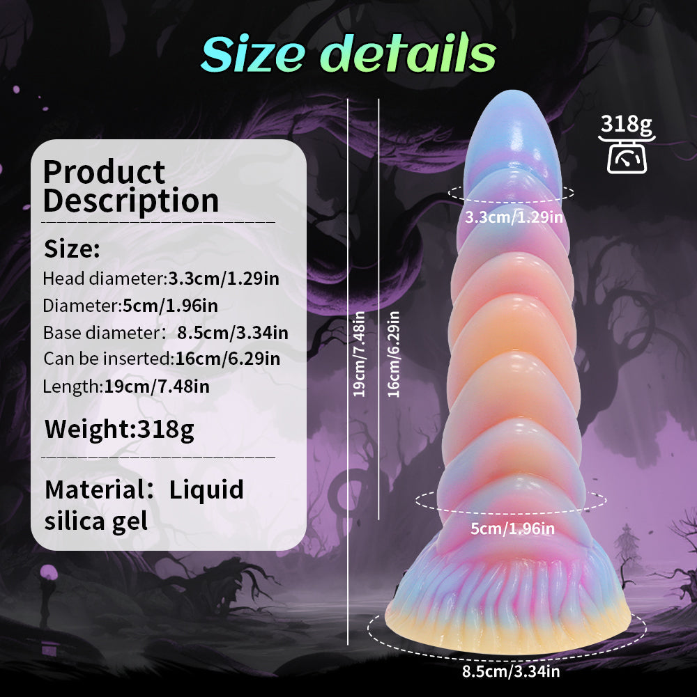 7 Inch Glow in the Dark Curved Ribbed Dildo Xoxomoving