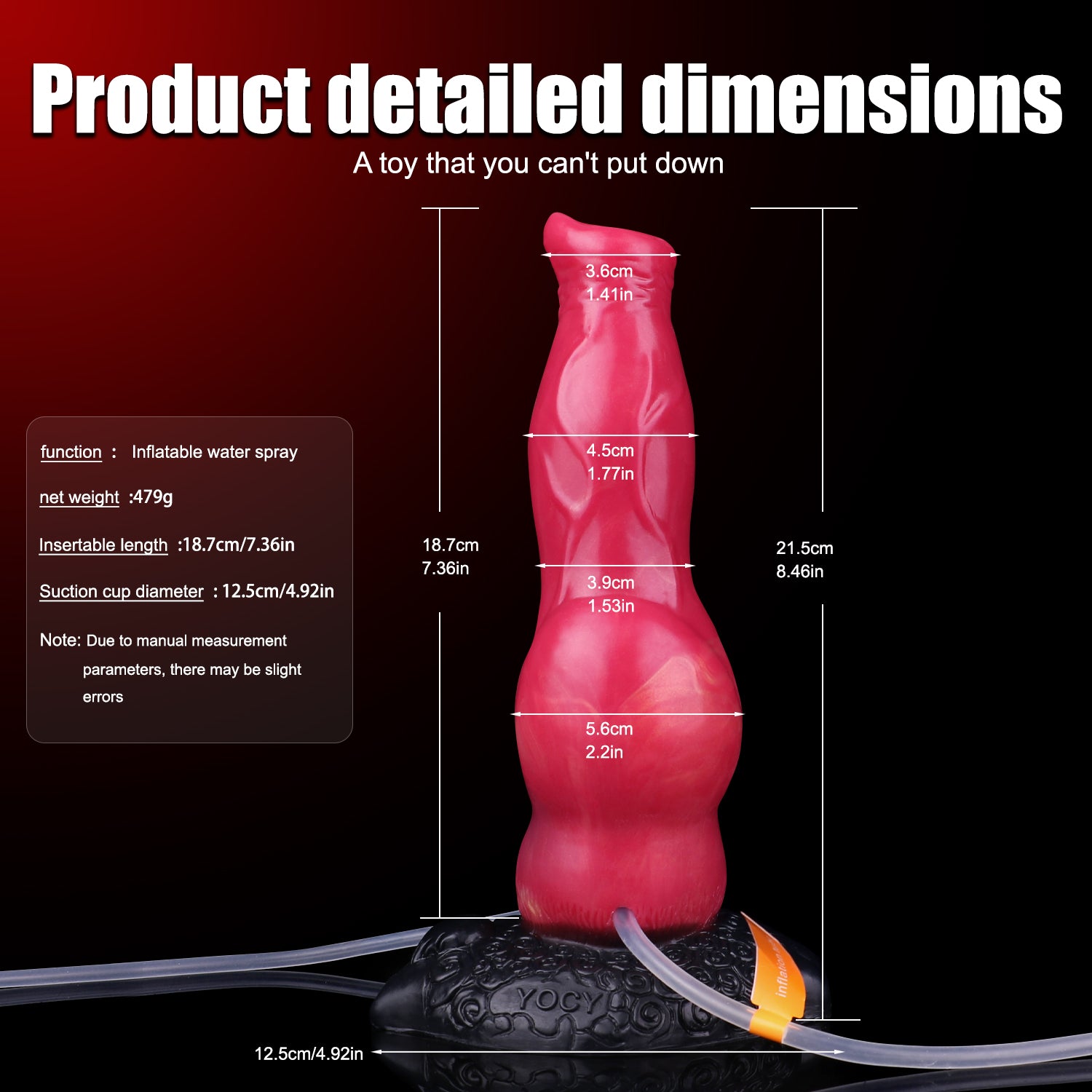 7.36 inch Red Knot Silicone Dog Squirting Dildo Xoxomoving