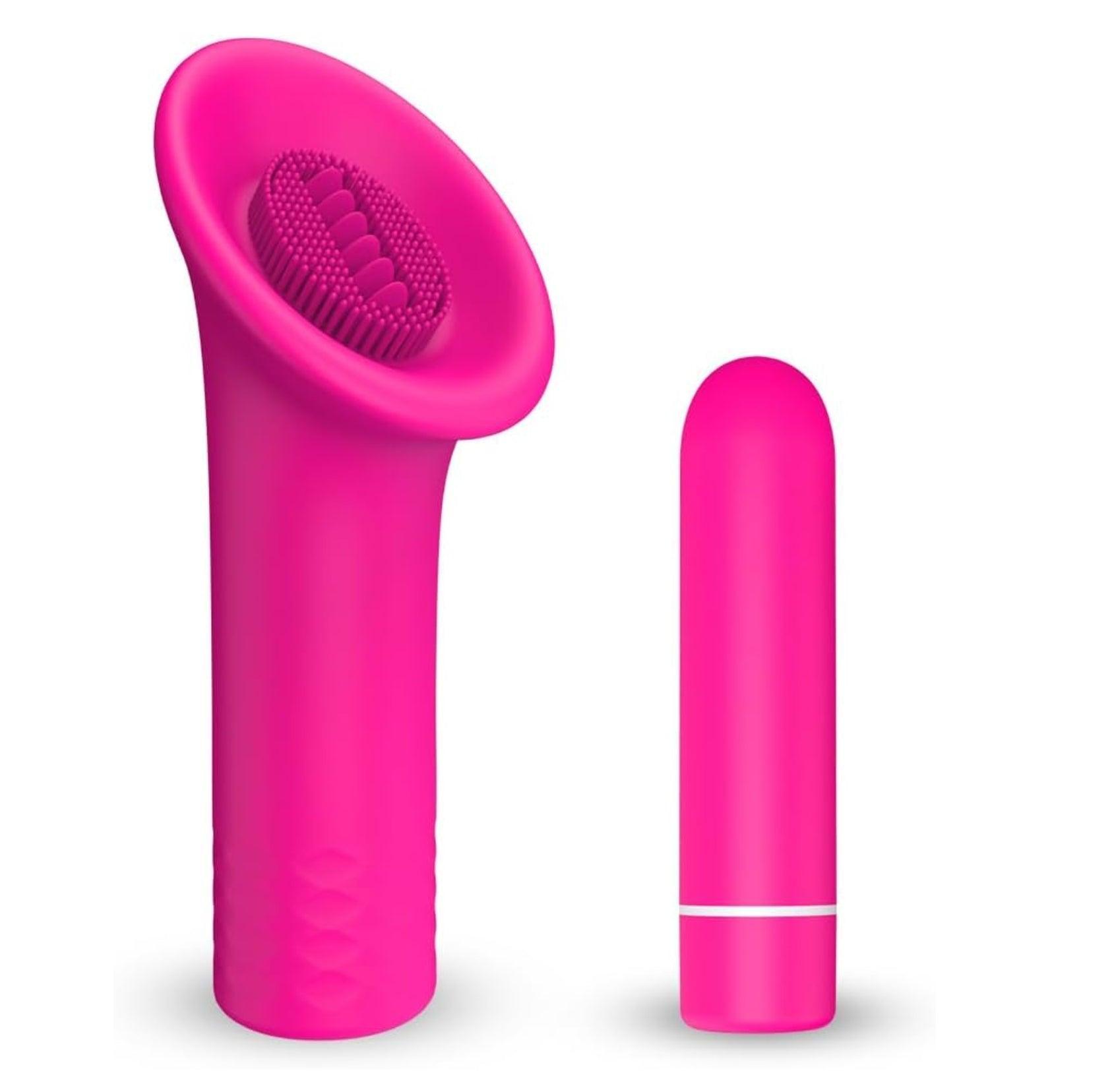 2 in 1 Detachable Bullet Vibrator with Tongue-Shaped Tickler - Xoxomoving