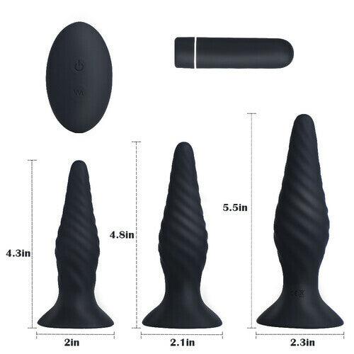 Remote 3PCS Vibration Training Kit Butt Plug - Xoxomoving