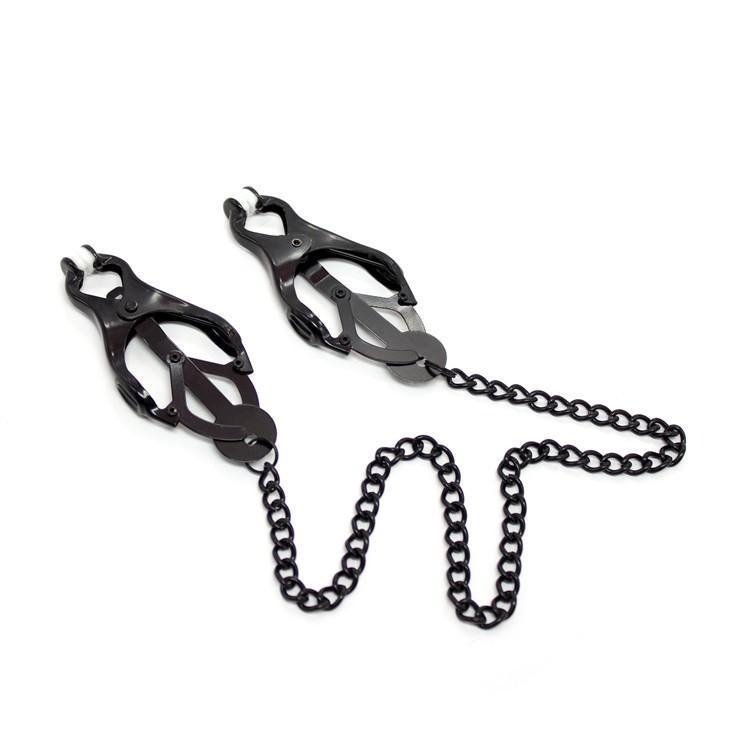 Extreme Pinch Chained Metal Clover Nipple Clamps - INTENSE Nipple Play - Xoxomoving