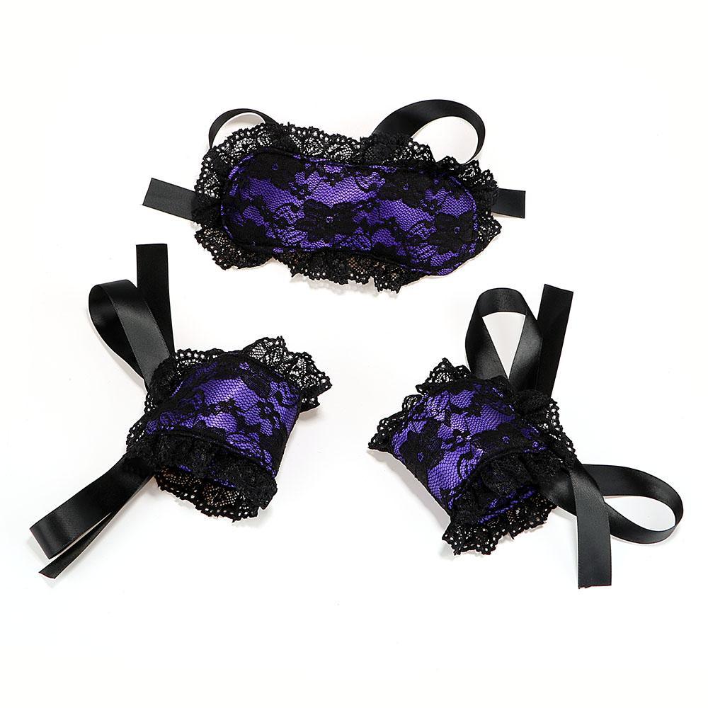 Intimate Bondage Kit For Couples - Silk Lace Blindfold & Cuff Set - Xoxomoving