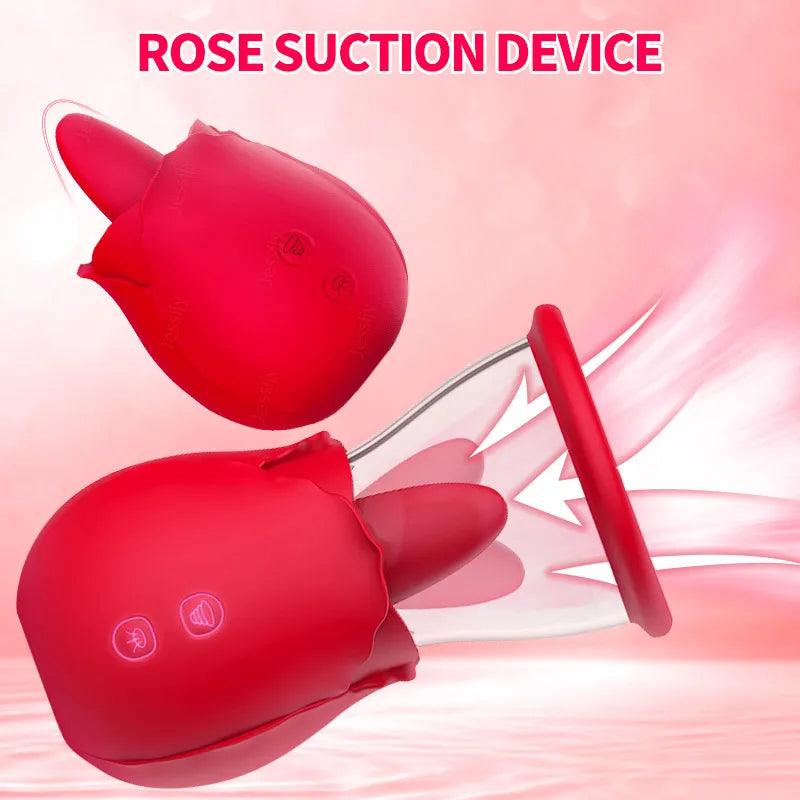 2-in-1 Rose Sucker Vibrator – Clitoral & Nipple Stimulator - Xoxomoving