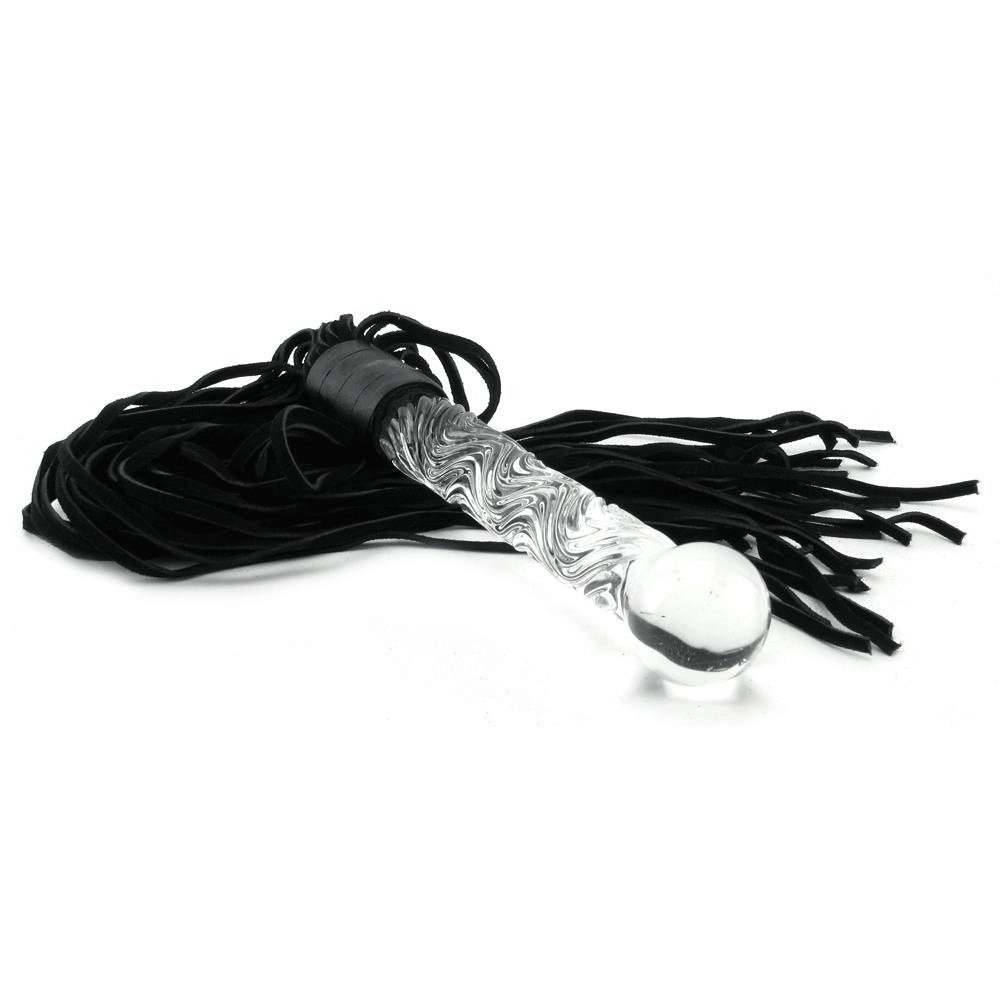 Icicles #38 Handblown Glass Dildo Leather Whip - Xoxomoving