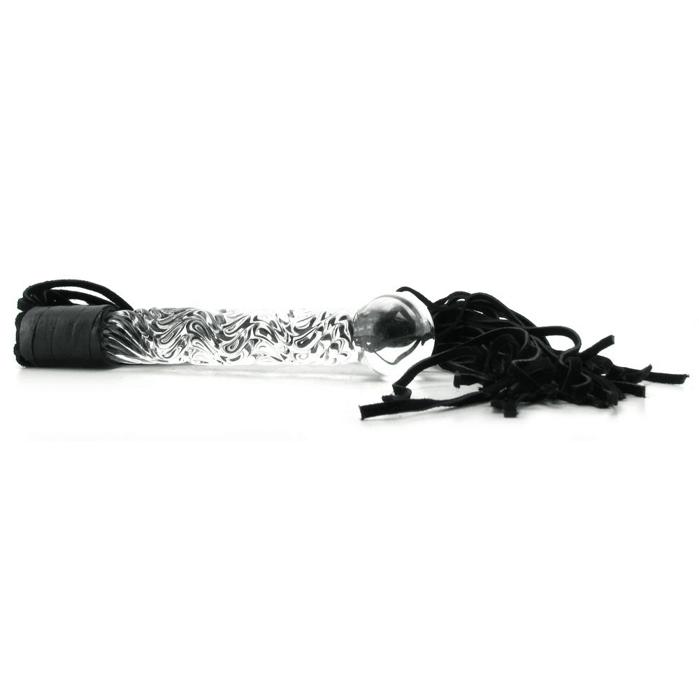 Icicles #38 Handblown Glass Dildo Leather Whip - Xoxomoving