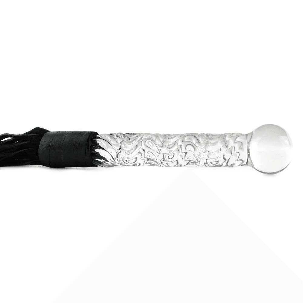 Icicles #38 Handblown Glass Dildo Leather Whip - Xoxomoving