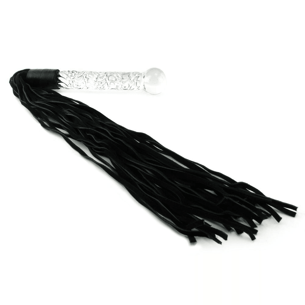 Icicles #38 Handblown Glass Dildo Leather Whip - Xoxomoving