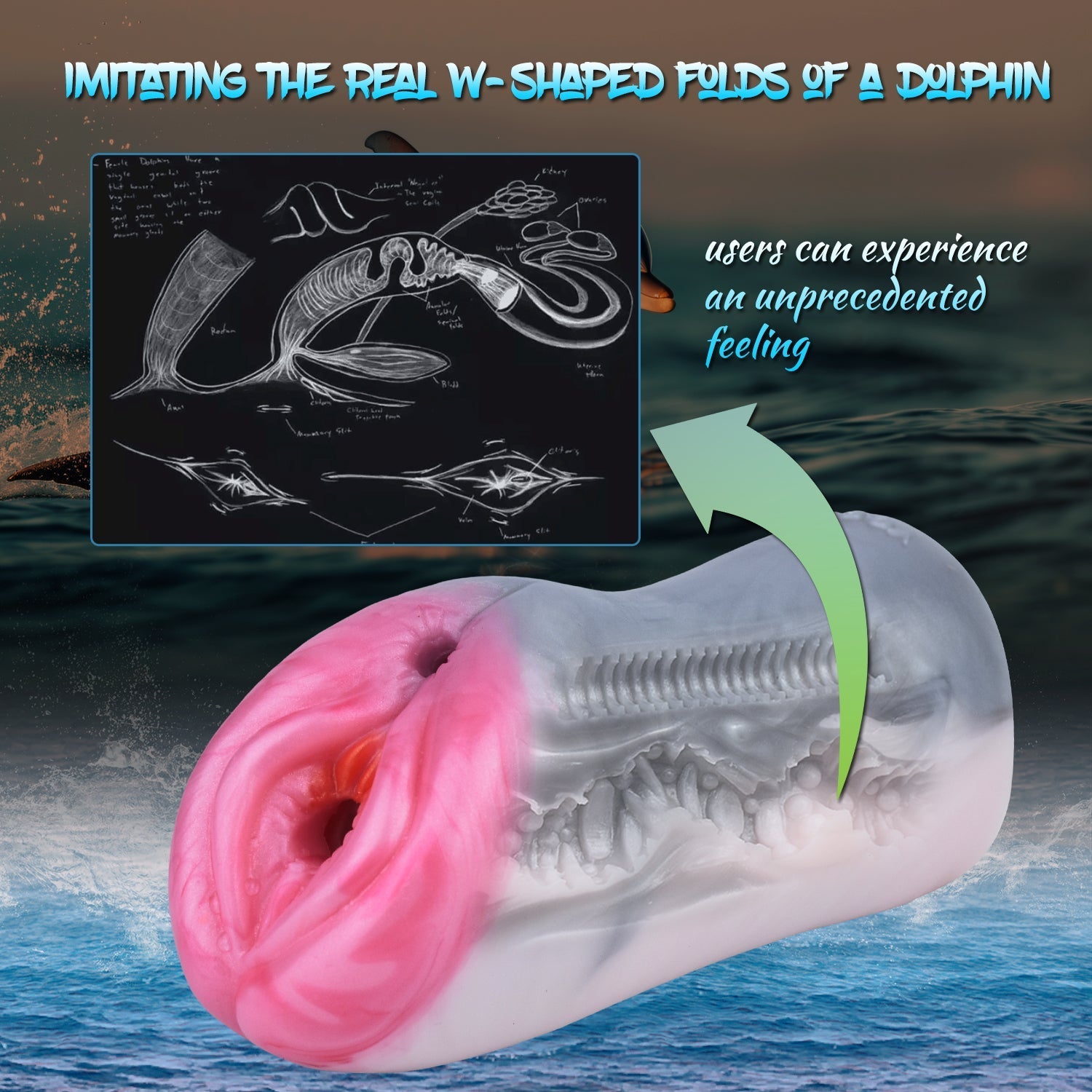 Dolphin Pussy Pocket Masturbator Male Sex Toy - Fantasy Silicone Vaginal Penis Masturbation Xoxomoving