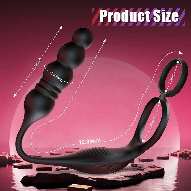 Ethan - Thrusting & Vibrating Prostate Massager with Cock Ring - Xoxomoving