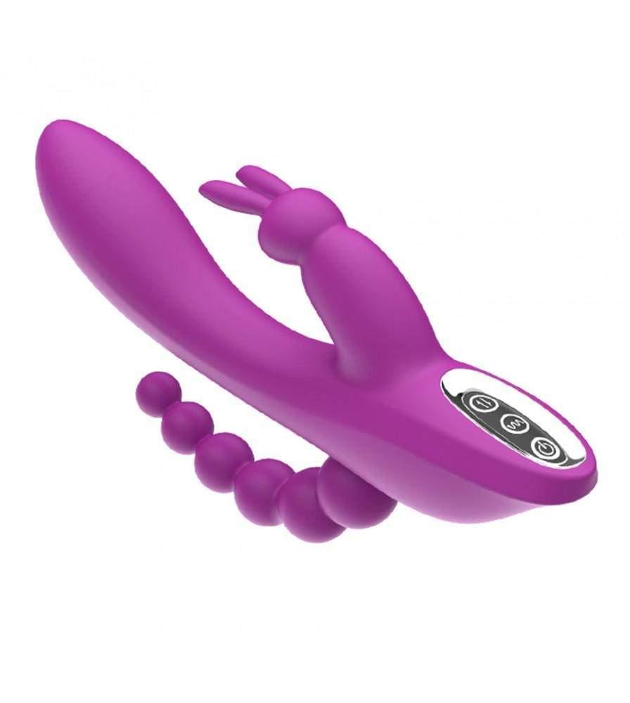 3-in-1 7 Vibrating Modes Rabbit G-Spot Stimulator Anal Dildo Vibrator - Xoxomoving