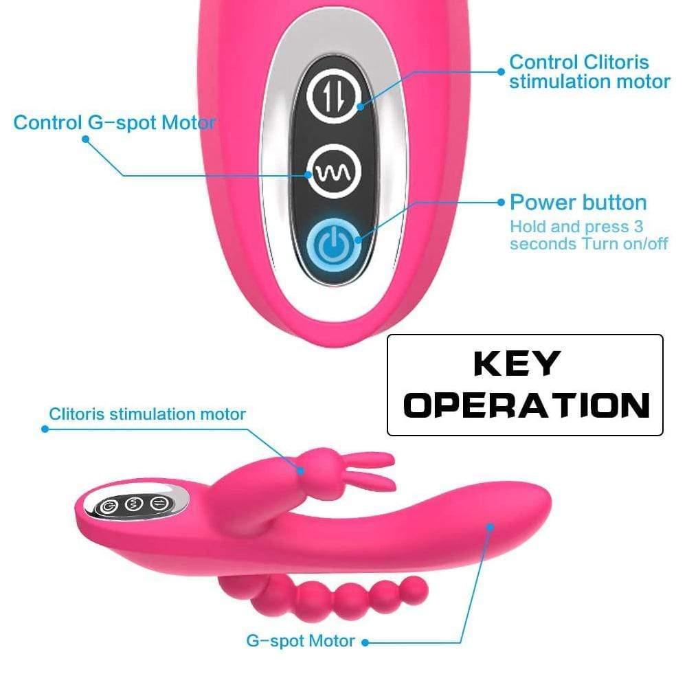 3-in-1 7 Vibrating Modes Rabbit G-Spot Stimulator Anal Dildo Vibrator - Xoxomoving