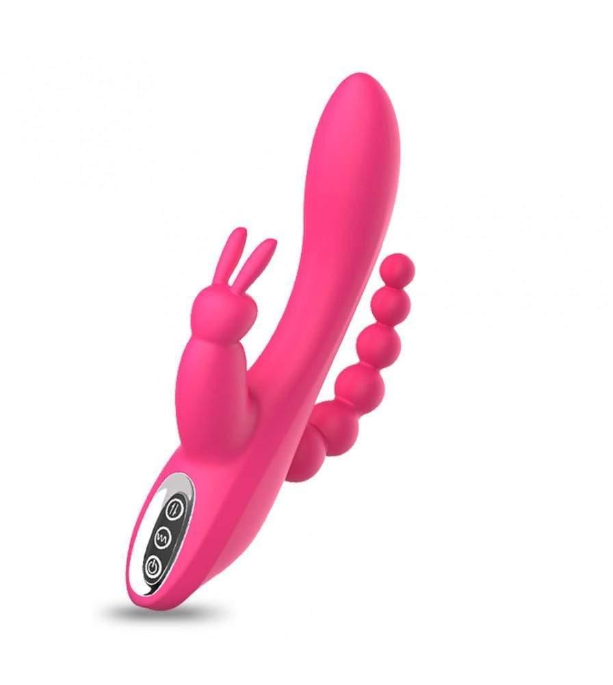 3-in-1 7 Vibrating Modes Rabbit G-Spot Stimulator Anal Dildo Vibrator - Xoxomoving