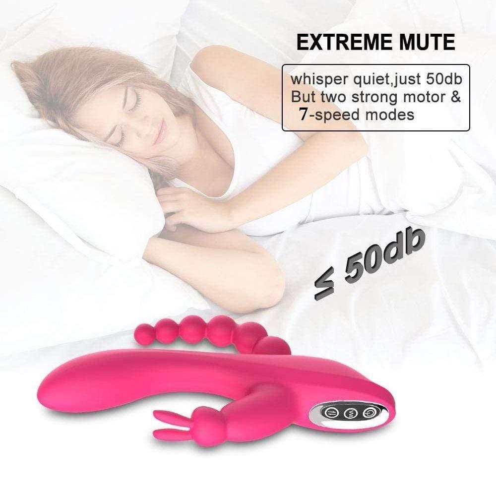 3-in-1 7 Vibrating Modes Rabbit G-Spot Stimulator Anal Dildo Vibrator - Xoxomoving