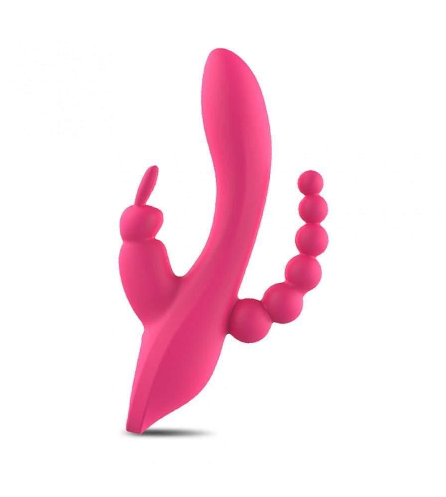 3-in-1 7 Vibrating Modes Rabbit G-Spot Stimulator Anal Dildo Vibrator - Xoxomoving