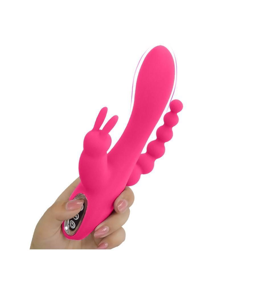 3-in-1 7 Vibrating Modes Rabbit G-Spot Stimulator Anal Dildo Vibrator - Xoxomoving