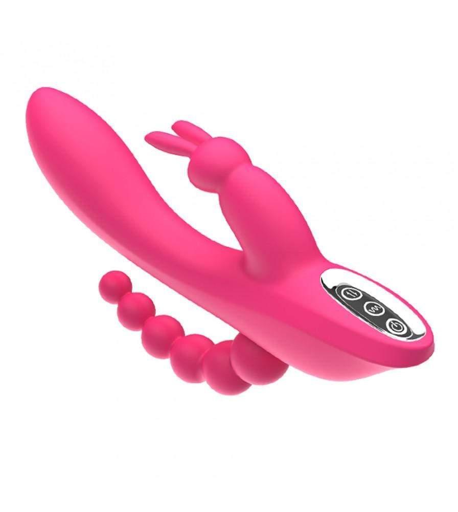 3-in-1 7 Vibrating Modes Rabbit G-Spot Stimulator Anal Dildo Vibrator - Xoxomoving