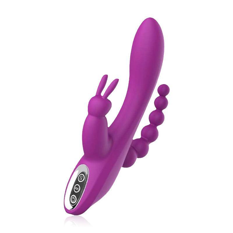 3-in-1 7 Vibrating Modes Rabbit G-Spot Stimulator Anal Dildo Vibrator - Xoxomoving