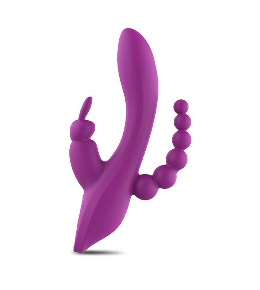 3-in-1 7 Vibrating Modes Rabbit G-Spot Stimulator Anal Dildo Vibrator - Xoxomoving