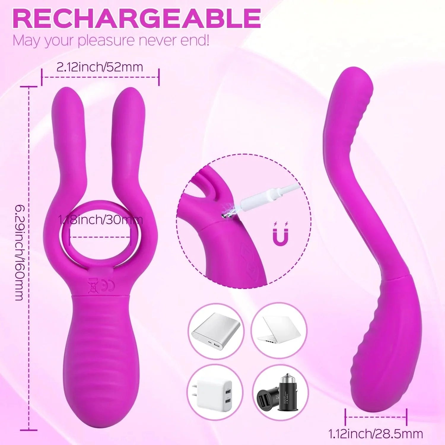 3-in-1 Clit and Testicle Stimulator with Vibrating Cock Ring - Xoxomoving