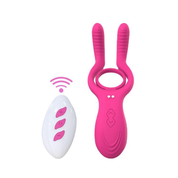 3-in-1 Clit and Testicle Stimulator with Vibrating Cock Ring - Xoxomoving