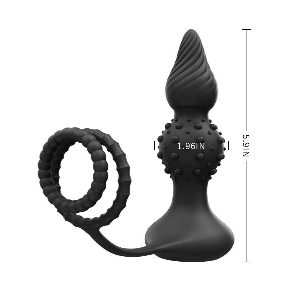 3-in-1 Remote Control Vibration Penis Ring with Anal Plug - Xoxomoving