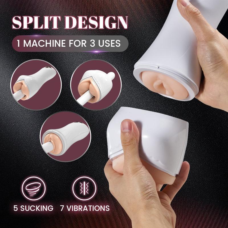 Split Design Masturbation Cup with Suction and Vibrations - Xoxomoving