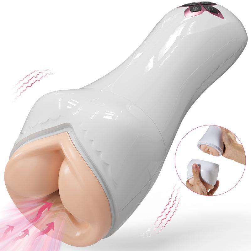 Split Design Masturbation Cup with Suction and Vibrations - Xoxomoving