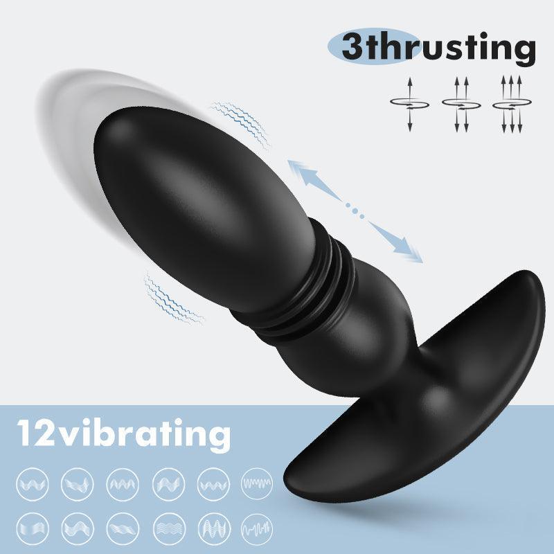 3 Thrusting 12 Vibrating Silicone Prostate Massager with Remote Control - Xoxomoving